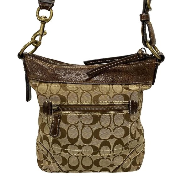 COACH Light Brown Brown Jacquard Leather Shoulder Bag - Picture 3 of 10